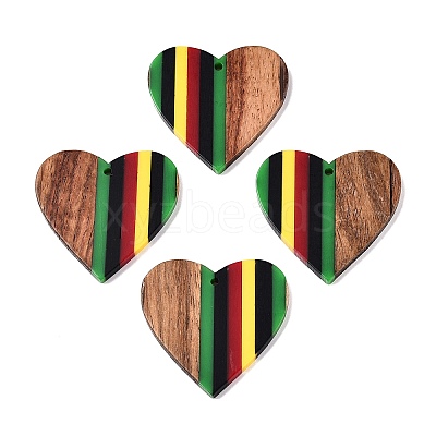 Jamaican Colour Epoxy Resin & Walnut Wood Pendants RESI-N039-122V-1