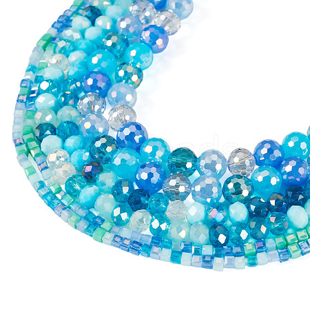 3 Strands 3 Style Electroplate Glass Beads Strands EGLA-TADJ0001-11B-1