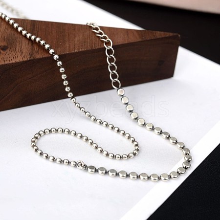 Round & Flat Round Beads Chain Necklace for Men Women NJEW-BB44113-A-1