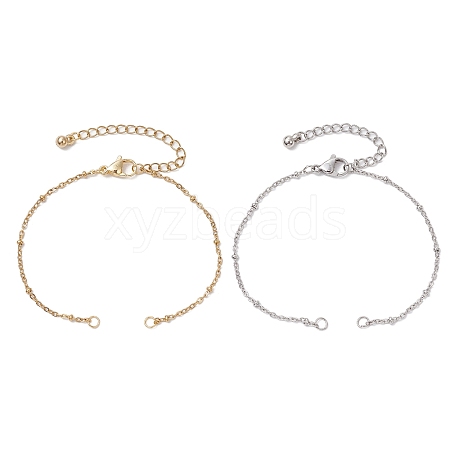 2Pcs 2 Colors 304 Stainless Steel Satellite Chain Bracelet Making AJEW-JB01300-1