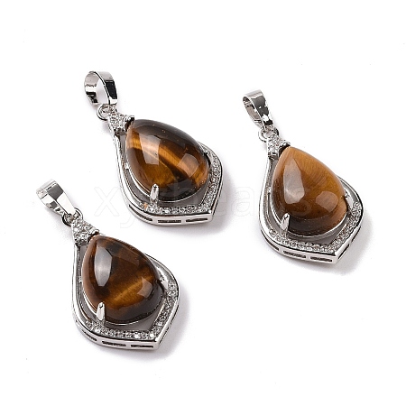 Natural Tiger Eye Pendants G-H283-04P-22-1