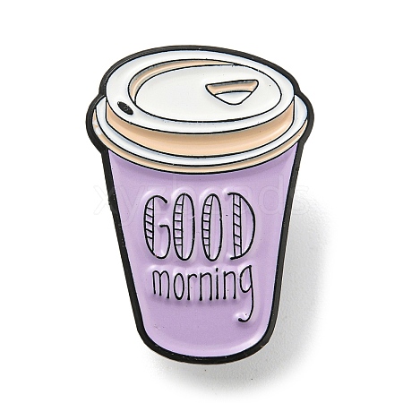 Hot Drink Cup with Word Good Morning Enamel Pins JEWB-K016-09A-EB-1