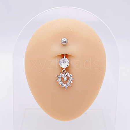 304 Stainless Steel Micro Pave Cubic Zirconia Belly Rings WGADED5-33-1