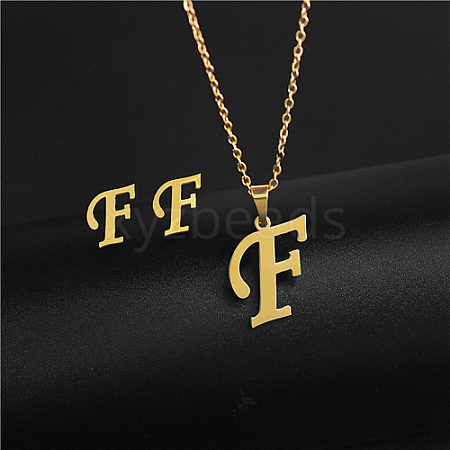 Golden Stainless Steel Initial Letter Jewelry Set IT6493-24-1