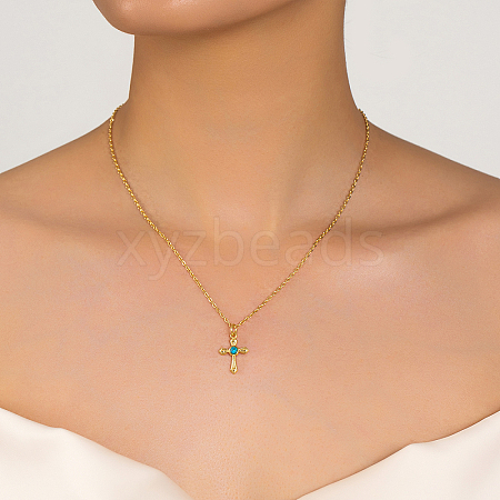 Simple Brass Resin Cross Pendant Punk Vintage Design Women's Necklace MI0198-1