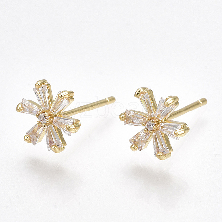 Brass Cubic Zirconia Stud Earrings X-KK-S348-364G-1