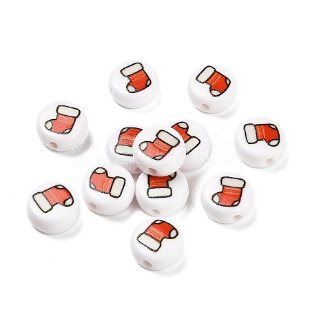 Christmas Theme Printed Opauqe Acrylic Beads OACR-R004-01L-1