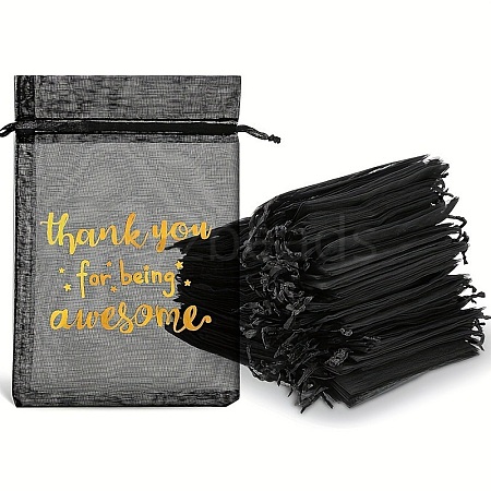 50Pcs Thank You Printed Organza DIY Craft Drawstring Bags PW-WG4E938-15-1