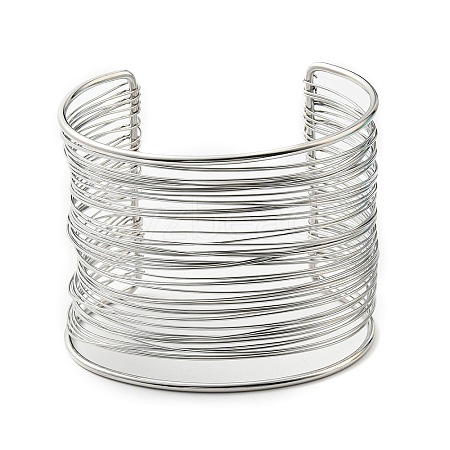 Non-Tarnish 304 Stainless Steel Multi Line Cuff Bangles BJEW-E079-01P-1