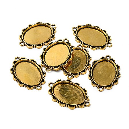 Tibetan Style Alloy Cabochon Connector Settings TIBE-N011-25AG-RS-1