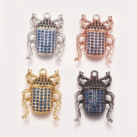 Brass Micro Pave Cubic Zirconia Pendants ZIRC-K078-04-1