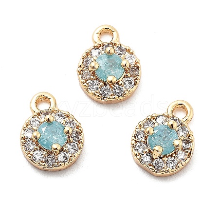 Brass Micro Pave Cubic Zirconia Charms KK-L222-001G-01-1