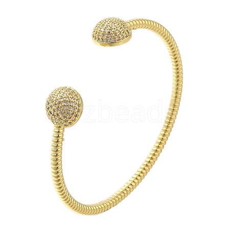 Rack Plating Brass Micro Pave Cubic Zirconia Cuff Bangles BJEW-P336-14G-1