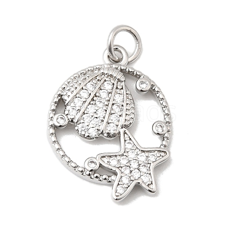 Brass Micro Pave Cubic Zirconia Pendants KK-P343-01E-P-1