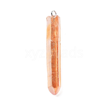 Electroplated Natural Quartz Pendants G-P315-B01-12P-1