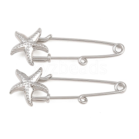 Starfish 304 Stainless Steel Safety Pins Brooch Findings SA-CBA098D-16I-P01-1