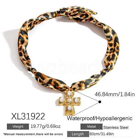304 Stainless Steel Pendant Printed Scarf Necklaces FS-WGD2FA8-20-1