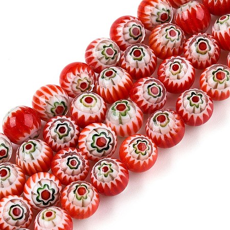 Handmade Millefiori Glass Beads Strands LAMP-N024-29-1