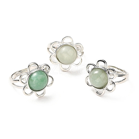 Natural Green Aventurine Adjustable Rings RJEW-P043-01P-17-1