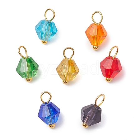 7Pcs Imitation Austrian Crystal Glass Pendants PALLOY-JF02910-01-1