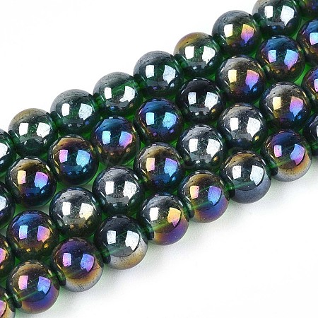 Electroplate Transparent Glass Beads Strands GLAA-T032-T8mm-AB22-1