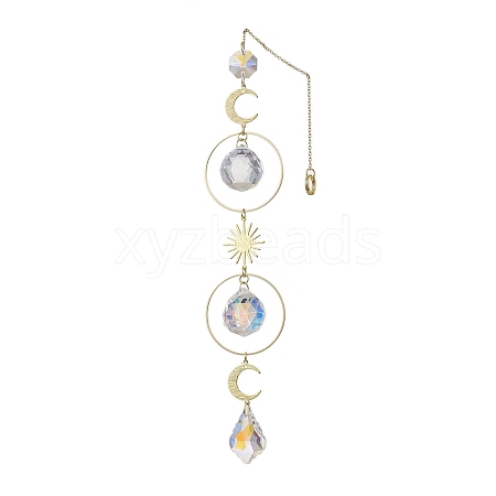 Brass Moon Sun Hanging Ornaments HJEW-JM02096-1