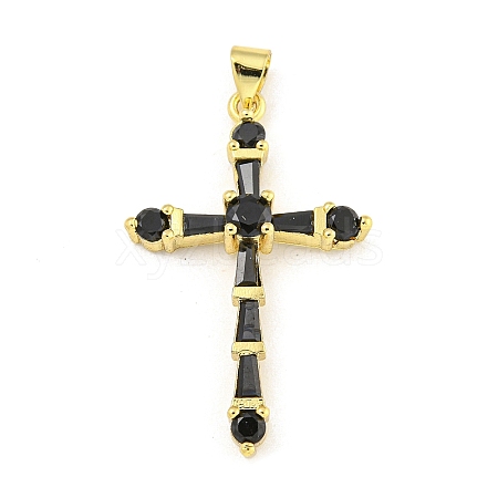 Cross Rack Plating Brass Cubic Zirconia Pendants KK-Z053-13G-02-1