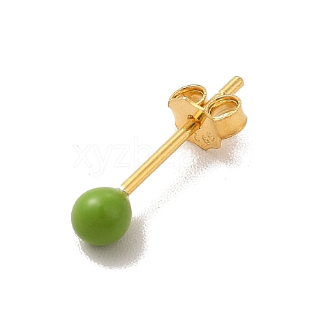 Enamel Round Ball Stud Earrings EJEW-C020-01G-08-1