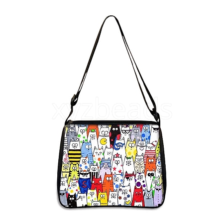 Cat Polyester Shoulder Bags PW-WG04021-02-1