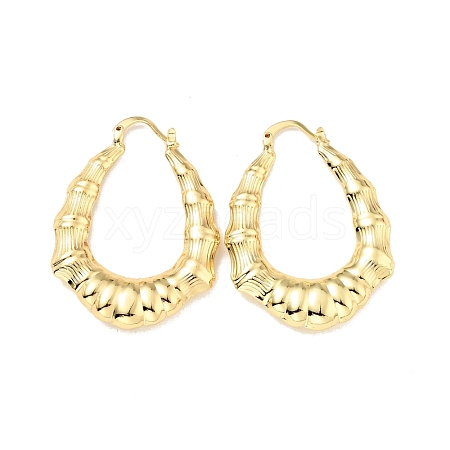 Rack Plating Brass Bamboo Hoop Earrings for Women EJEW-G288-34G-1