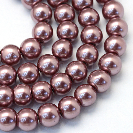 Baking Painted Pearlized Glass Pearl Round Bead Strands HY-Q003-10mm-58-1