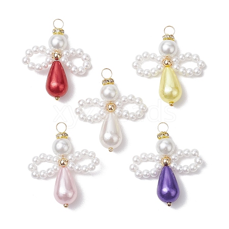 5Pcs Glass Pearl Pendants PALLOY-JF03081-1