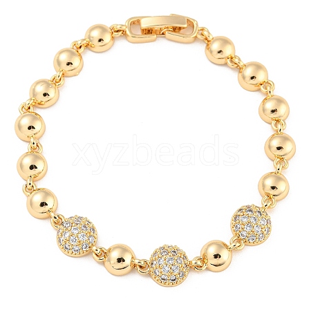 Golden Brass Micro Pave Cubic Zirconia Link Bracelets BJEW-P314-A06-G-1