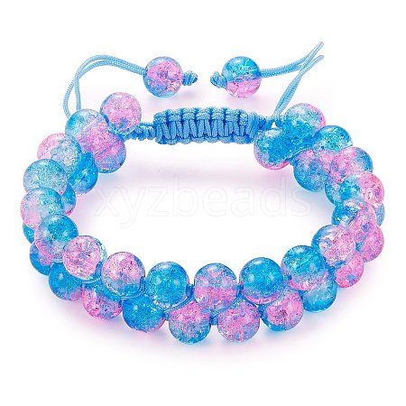 Sparkling Round Glass Braided Bead Bracelet BJEW-SW00082-14-1