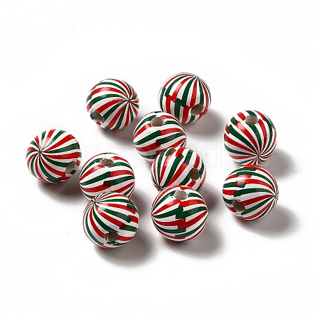 Christmas Theme Printed Natural Wooden Beads WOOD-L020-A04-1