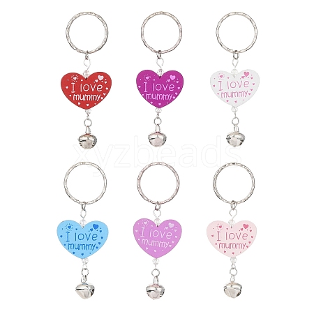 Wood Heart with Word I Love Mummy Keychains KEYC-JKC00582-1