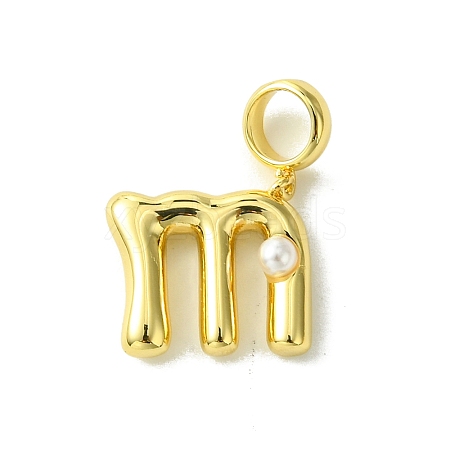 Rack Plating Brass with ABS Plastic Pearl European Dangle Charms KK-G501-02M-G-1