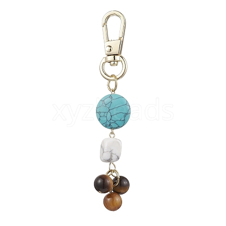 Synthetic Turquoise & Tiger Eye & Natural Howlite Pendant Decorations HJEW-JM02407-01-1