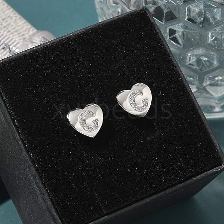 Rack Plating Brass Micro Pave Clear Cubic Zirconia Stud Earrings EJEW-K299-01P-C-1