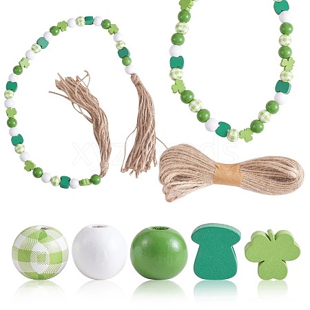 150Pcs 5 Styles Saint Patrick's Day Wood European Beads Set WOOD-SZ0001-27-1