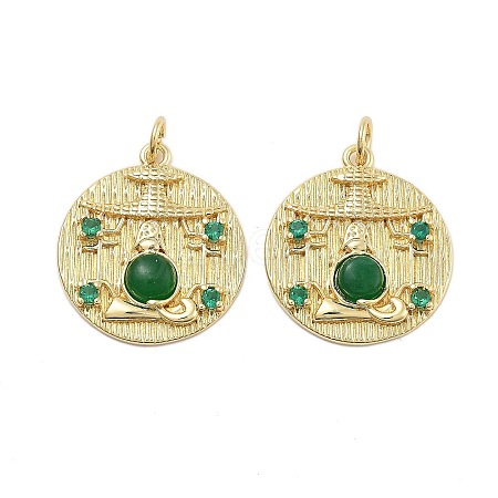 Rack Plating Brass Green Cubic Zirconia Pendants KK-Q006-34G-1