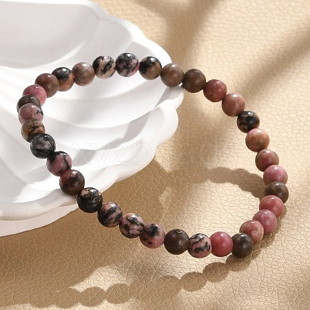 Natural Rhodonite Stretch Bracelets BJEW-JB04557-01-1