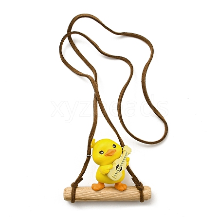 Cute Plastic Swinging Guitar Duck Pendant Decorations HJEW-A009-01C-1