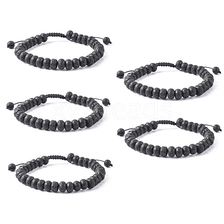 Adjustable Natural Lava Rock Braided Bead Bracelets BJEW-F369-A02-1