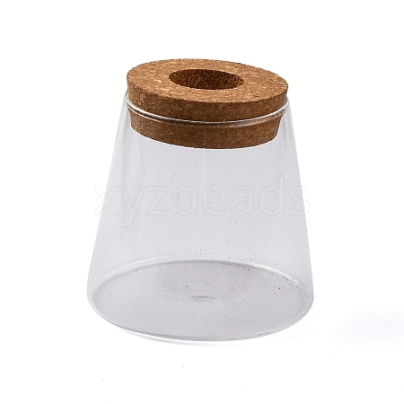 Glass Planter Vase with Wooden Lid AJEW-XCP0002-74-1