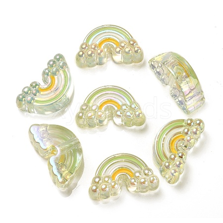 UV Plating Rainbow Iridescent Acrylic Enamel Beads OACR-G012-08C-1