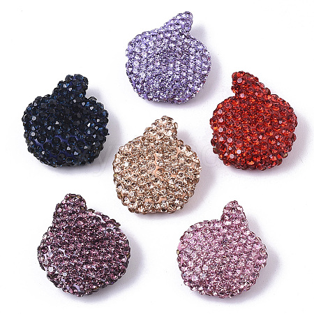 Handmade Polymer Clay Rhinestone Beads RB-T017-07-1