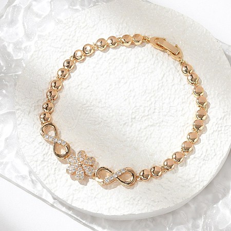 Brass Micro Pave Cubic Zirconia Link Chain Bracelets KK-R217-43G-1