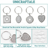 Unicraftale 1 Set Heart & Flat Round & Oval & Square Alloy Keychains KEYC-UN0001-11-5