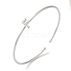 Rack Plating Brass Micro Pave Clear Cubic Zirconia Letter Open Cuff Bangles BJEW-A018-01P-F-1